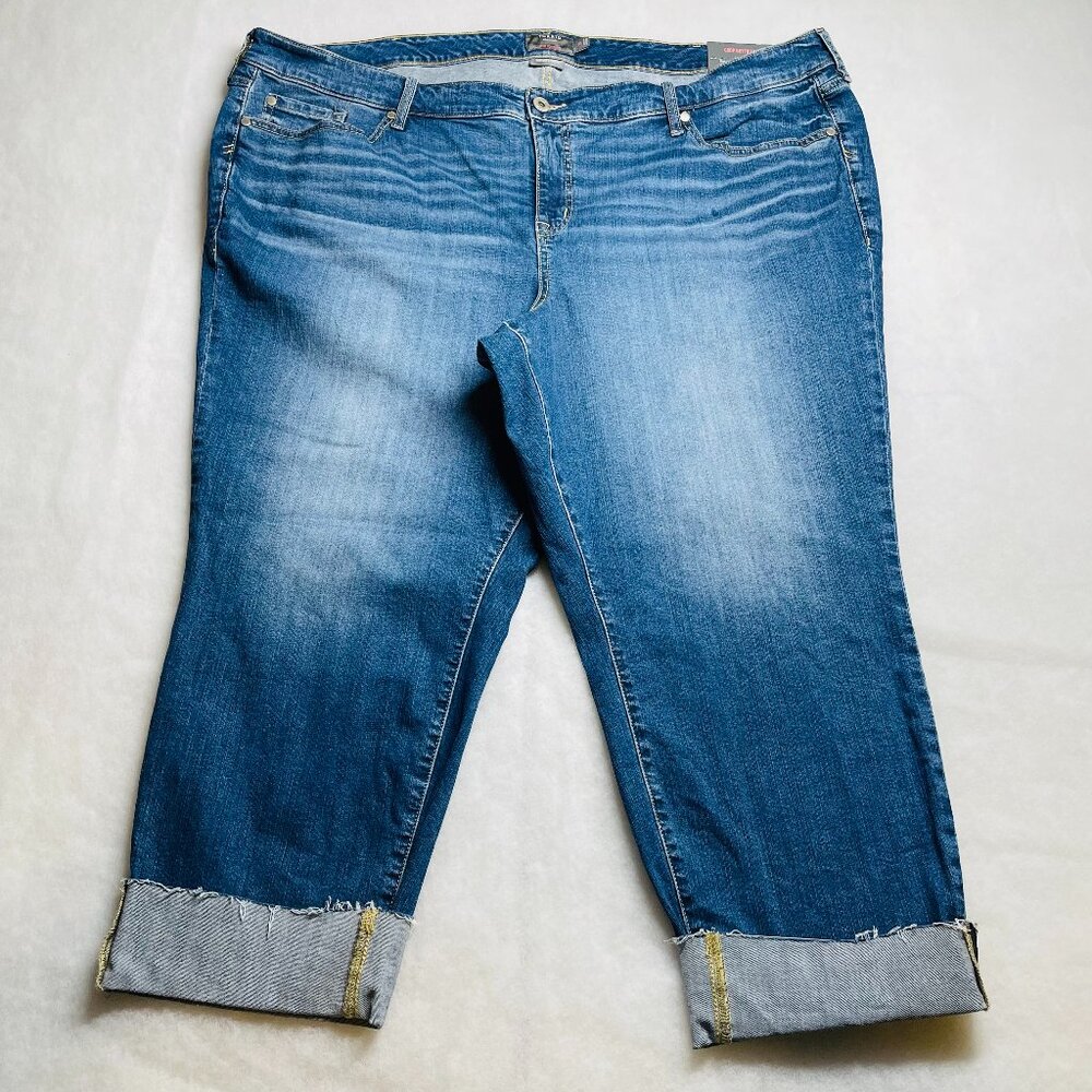 NWT Vintage Torrid Womens Denim Blue Stretch Cropped Boyfriend Jeans Size 26